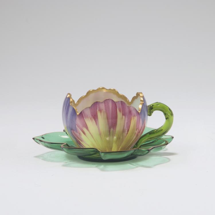 Hauptbild zu Objekt, Mocha cup and saucer, pres. 1920s, Bayerischer Wald, 129 360