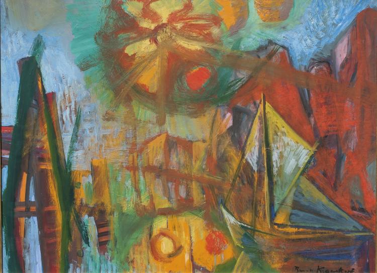 Hauptbild zu Objekt, 'Summery Coastline with Sailing Ship (Norway)', 1933-1940, Bruno Krauskopf, 130B 212