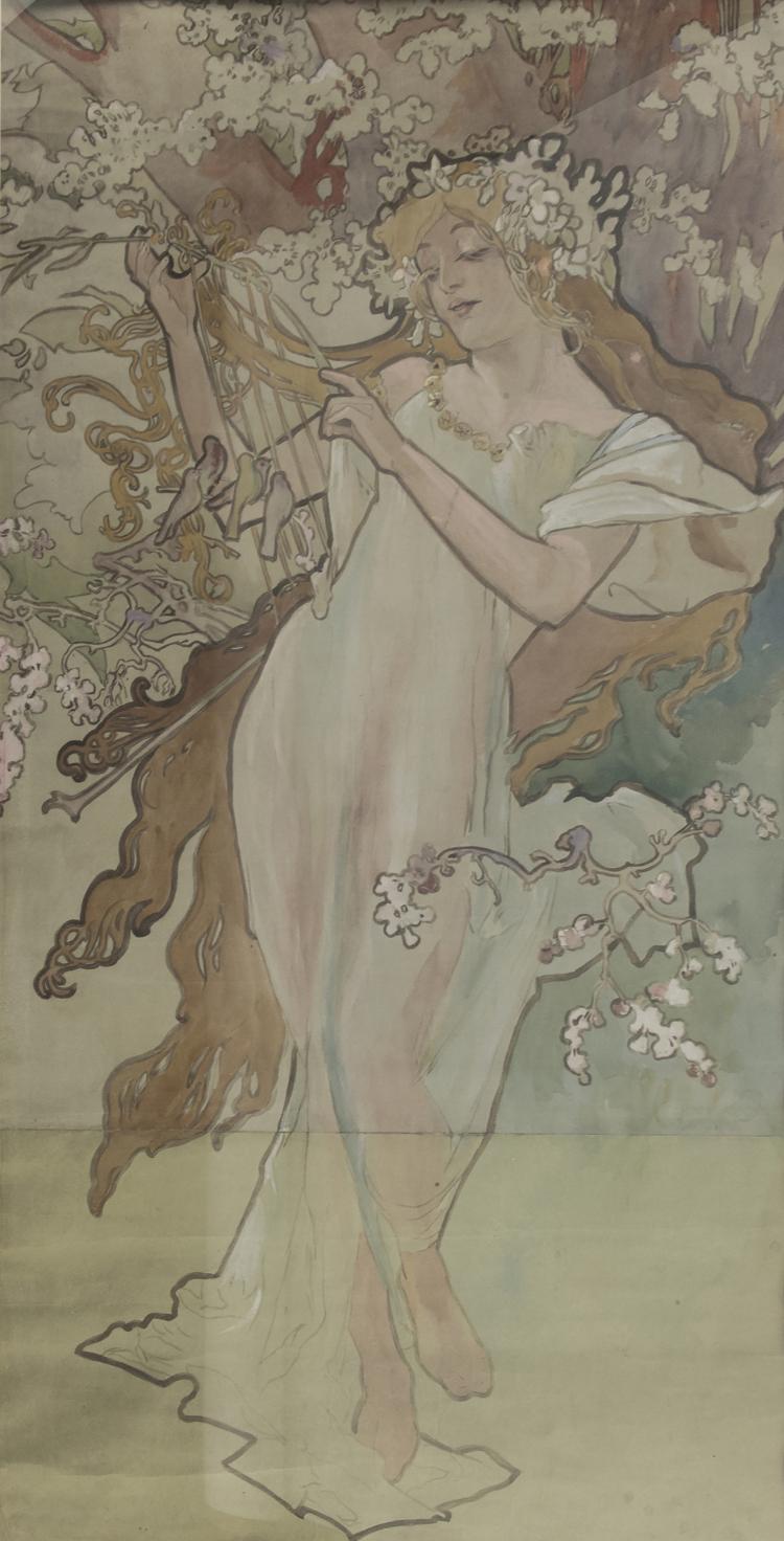Hauptbild zu Objekt, Entwurf 'Le Printemps', um 1895, Alphonse Mucha, 129 702