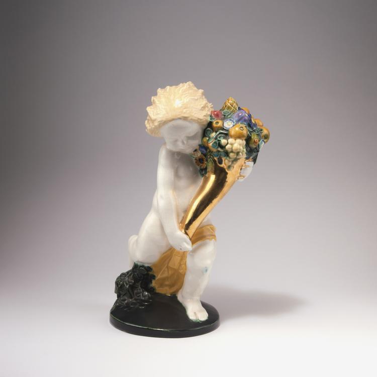 Hauptbild zu Objekt, Putto with horn of plenty (Summer), c1907, Michael Powolny, Wiener Keramik, 130A 14