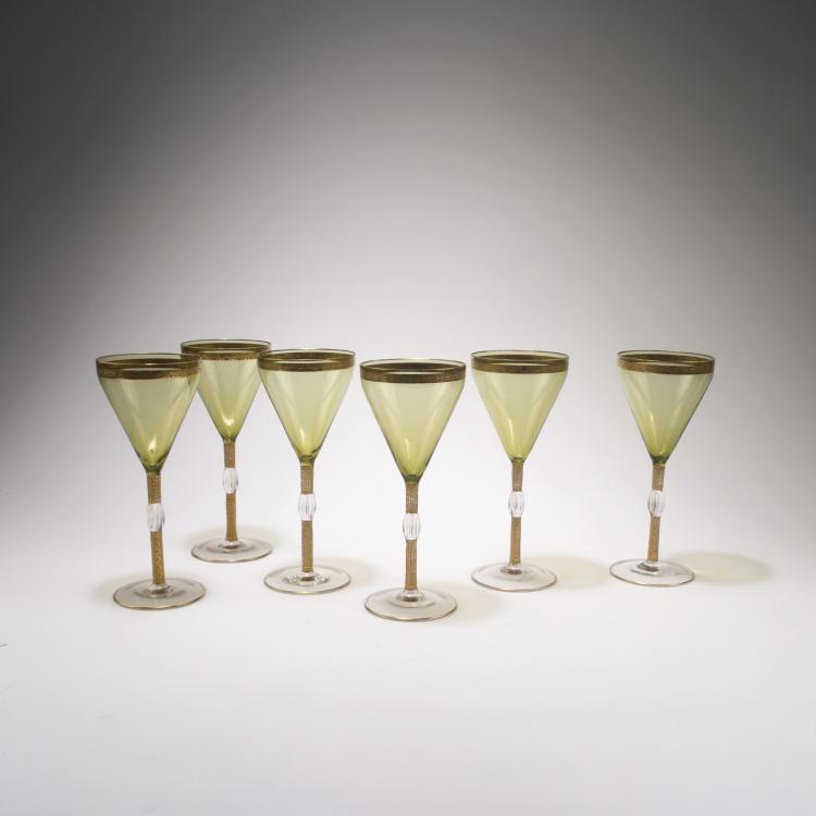 Hauptbild zu Objekt, Six wine glasses, c1900, Bayerischer Wald, 129 359