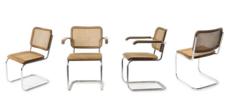 Hauptbild zu Objekt, Two armchairs and two side chairs 'B 64', 1928 , Marcel Breuer, Thonet, Frankenberg, 130A 64