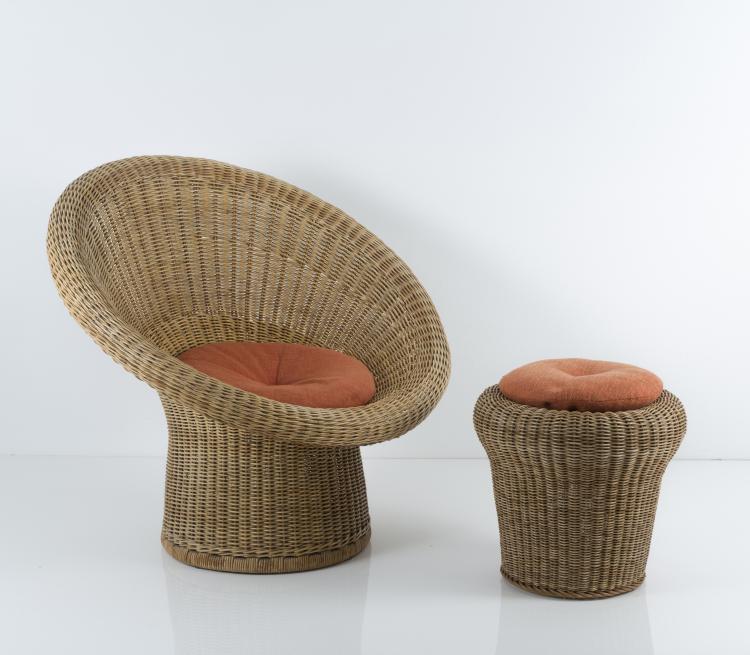 Bild 1 zu Objekt, Zwei Sessel 'E-10', 1949 mit Hockern 'E-23', 1957, Egon Eiermann, Murmann, Heinrich, Johannisthal, 130A 86