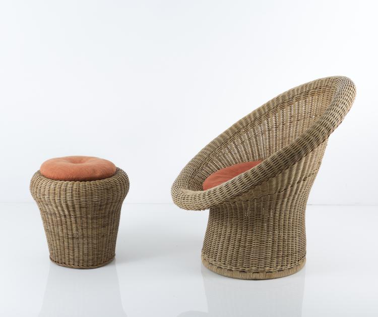 Bild 2 zu Objekt, Zwei Sessel 'E-10', 1949 mit Hockern 'E-23', 1957, Egon Eiermann, Murmann, Heinrich, Johannisthal, 130A 86