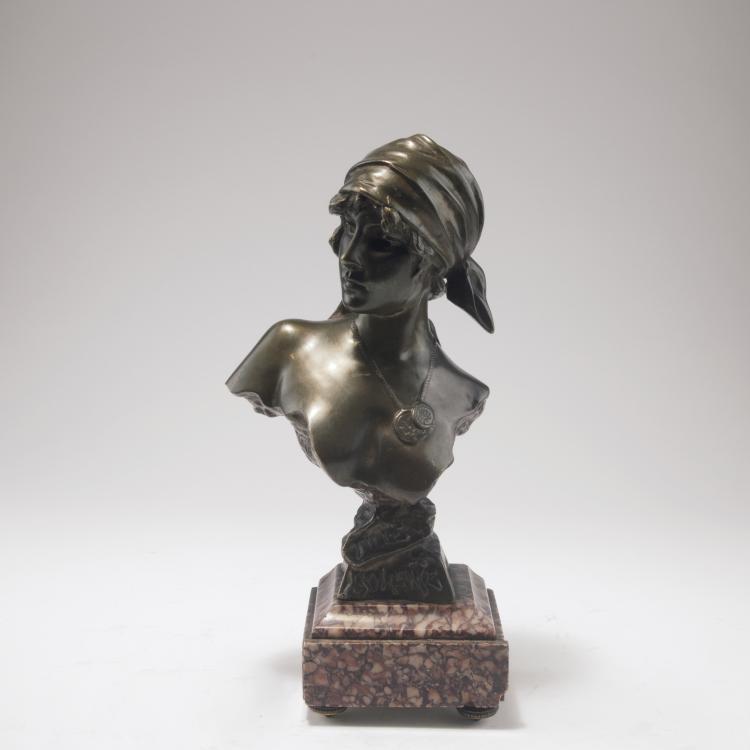 Hauptbild zu Objekt, Frauenb&uuml;ste 'Fille de Boh&egrave;me', 1890-95, Emmanuel Villanis, Villanis, Emmanuel, 129 563