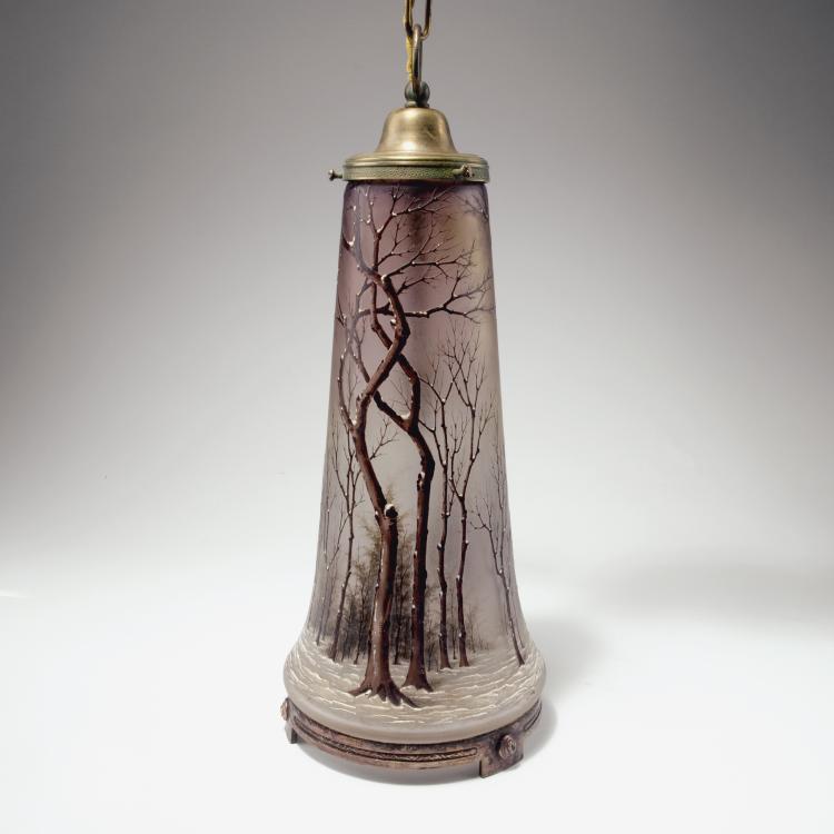 Hauptbild zu Objekt, Table or ceiling light, snow landscape, c1920, Legras & Cie., Saint-Denis (zugeschrieben), 129 244