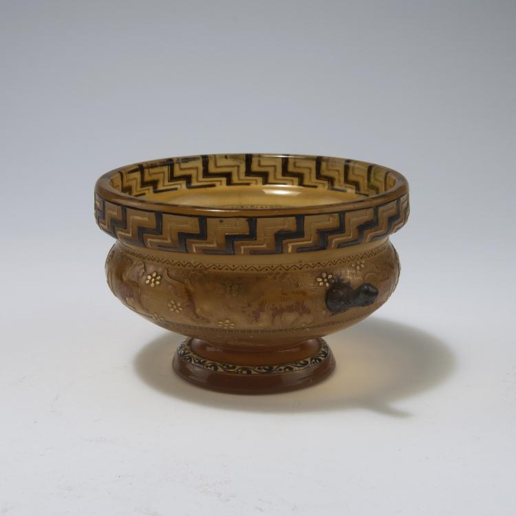 Bild 1 zu Objekt, 'Animaux antiques' bowl with handles, 1895-1900 , Burgun, Schverer & Cie., Meisenthal, 129 6