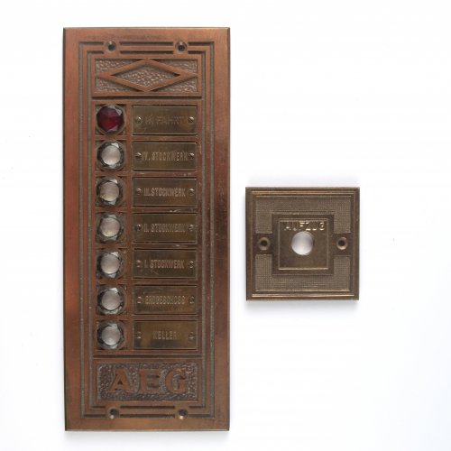 Two elevator switch boards, c1909