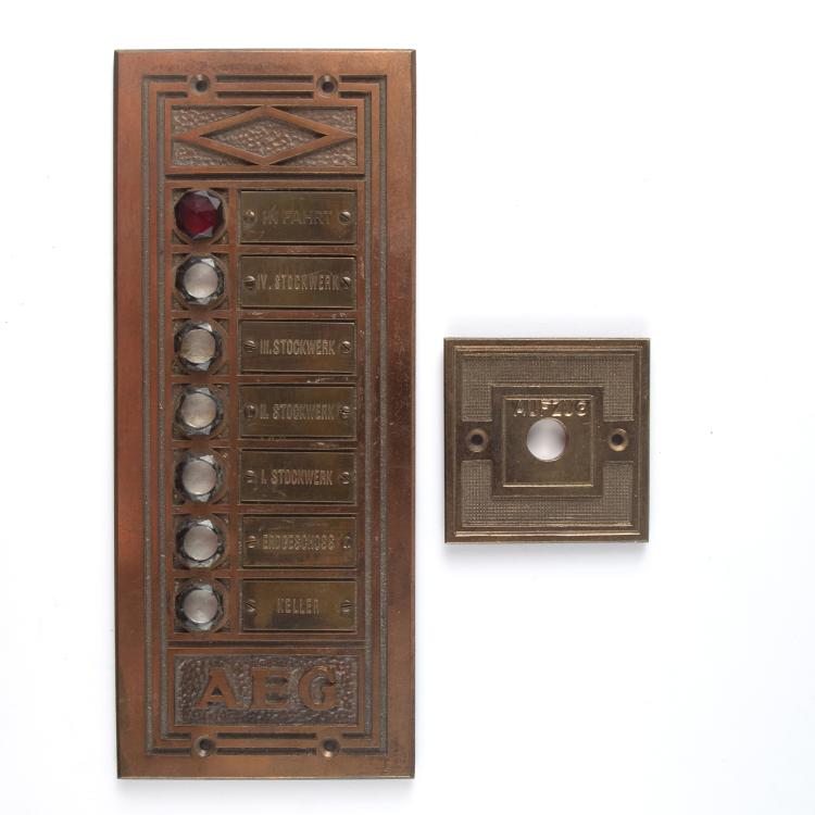 Hauptbild zu Objekt, Two elevator switch boards, c1909, Peter Behrens, AEG, Berlin, 130A 46