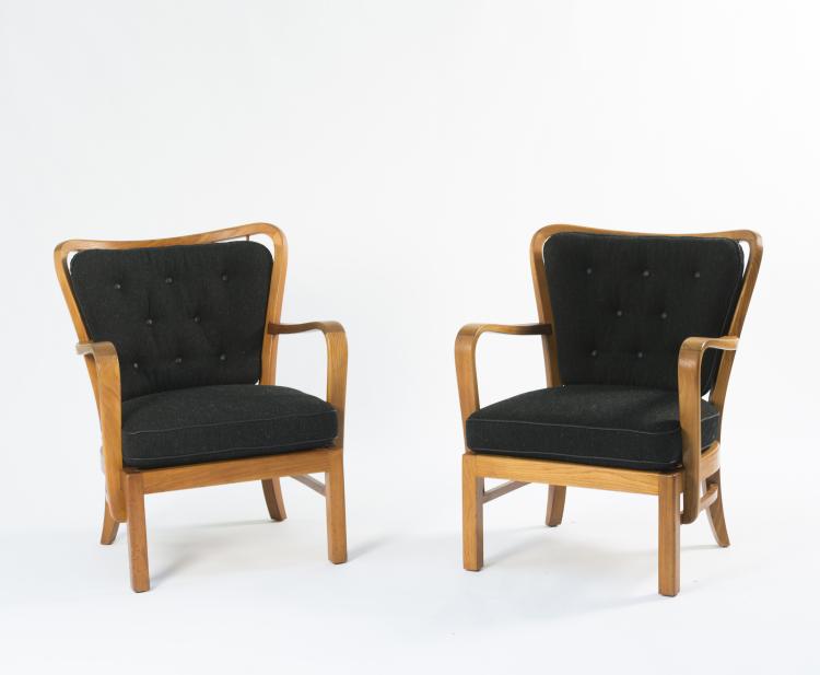 Hauptbild zu Objekt, Two armchairs, 1940/50s, Fritz Hansen, Hansen, Fritz, Aller&oslash;d, 130A 158