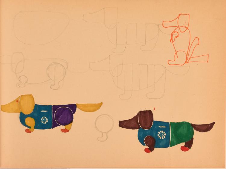 Hauptbild zu Objekt, 16 sketches 'Waldi', 1970, Otl Aicher, Aicher, Otl; Winschermann, Elena; Ay, Hermann, 131B 408