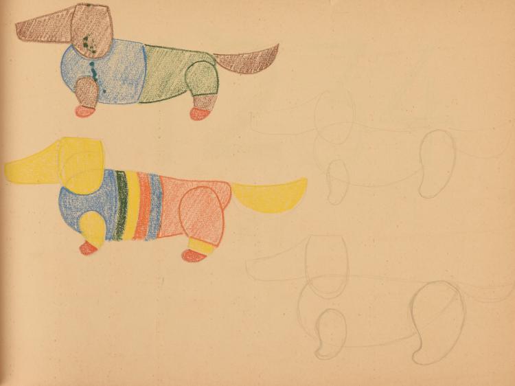 Bild 1 zu Objekt, 16 sketches 'Waldi', 1970, Otl Aicher, Aicher, Otl; Winschermann, Elena; Ay, Hermann, 131B 408