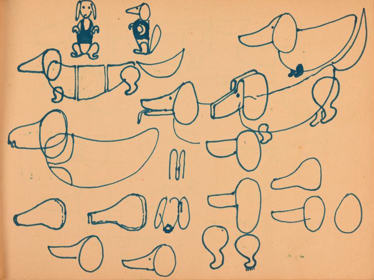 Bild 10 zu Objekt, 16 sketches 'Waldi', 1970, Otl Aicher, Aicher, Otl; Winschermann, Elena; Ay, Hermann, 131B 408