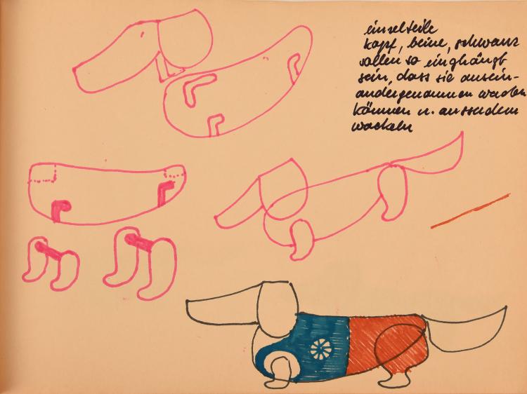 Bild 15 zu Objekt, 16 sketches 'Waldi', 1970, Otl Aicher, Aicher, Otl; Winschermann, Elena; Ay, Hermann, 131B 408