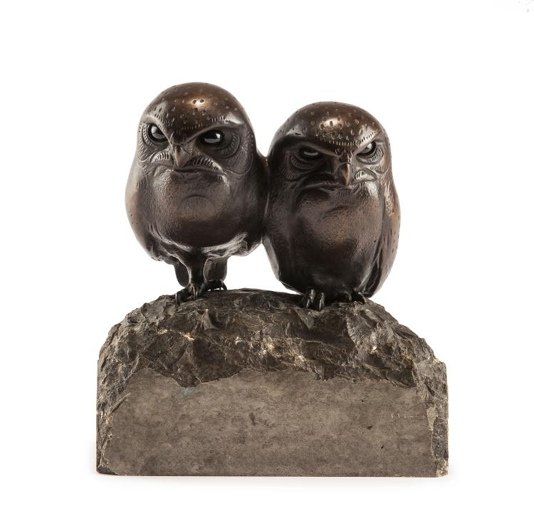 Hauptbild zu Objekt, 'The owls (Two owls)', 1902 (draft), cast after 1945, August Gaul, Noack, H., Berlin, 130B 204