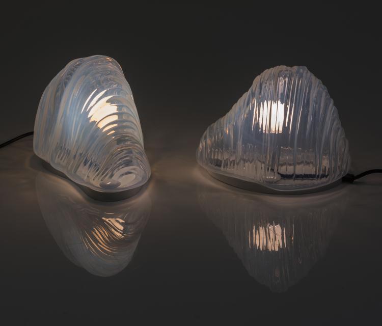 Bild 1 zu Objekt, Zwei Tischleuchten 'Eisberg' - 'LT 302', um 1970, Carlo Nason, Mazzega, Murano, 131A 168