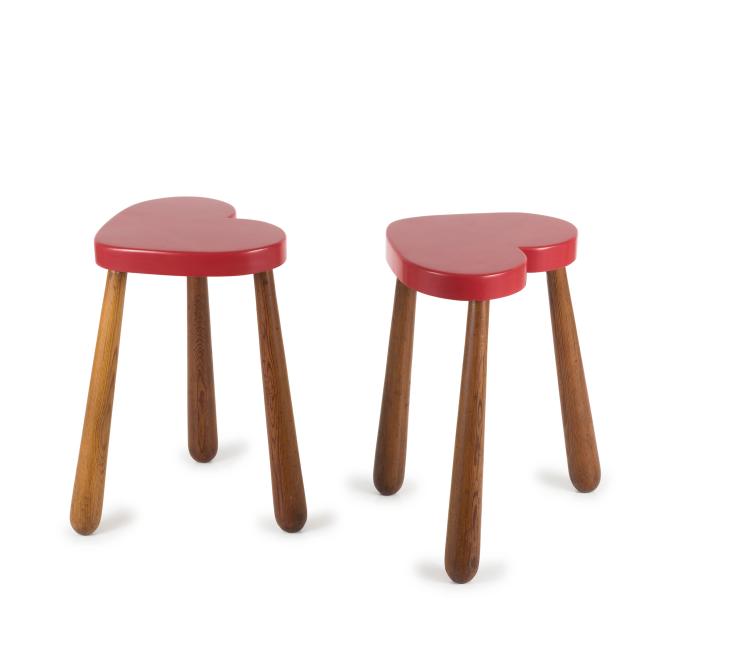 Hauptbild zu Objekt, Two stools, 1950s, Philip Arctander, D&auml;nemark, 131B 374