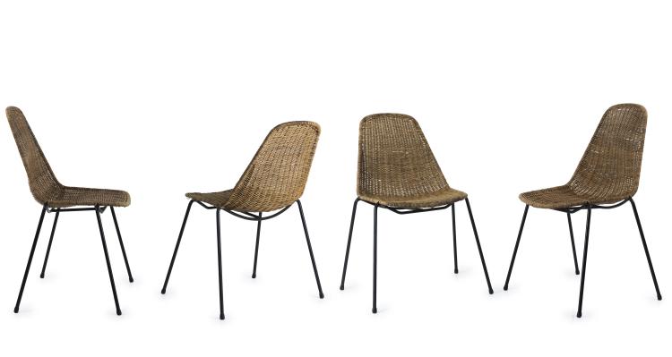 Hauptbild zu Objekt, Four 'Basket' chairs, 1951, Gian Franco Legler, Bozzi, Como (zugeschrieben), 131B 363