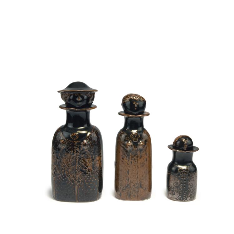 Hauptbild zu Objekt, Three bottles 'Family', 1950s, Stig Lindberg, Gustavsberg Fabriksinteressenter AB, 131B 317