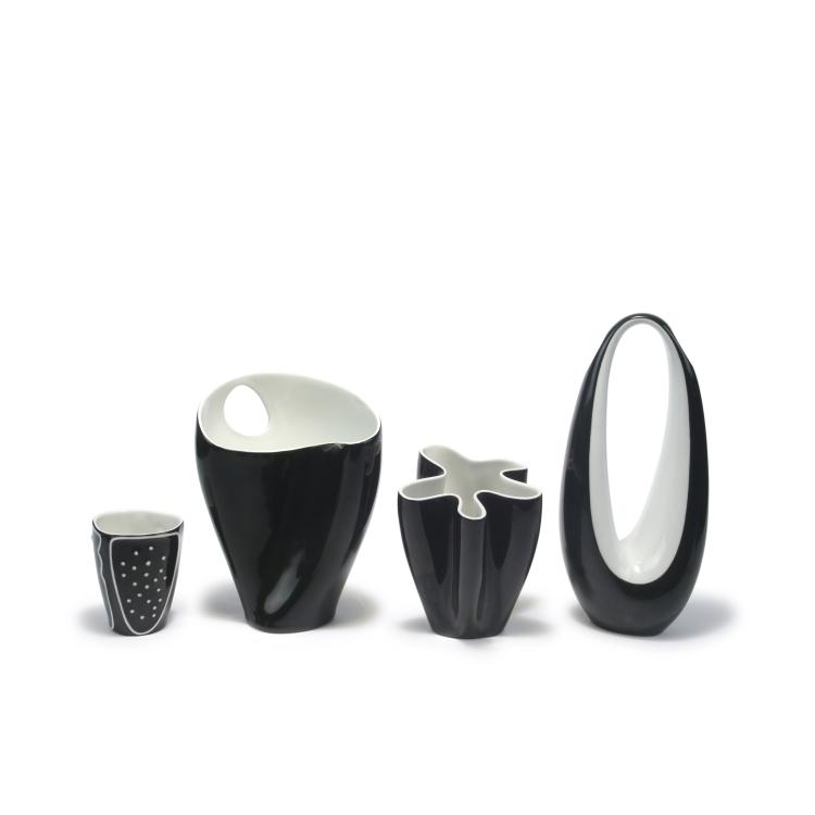 Hauptbild zu Objekt, Four vases, '2646' - 'Palette', '2647', '2651' - 'Starfish', '2661' - 'Kummet', c1952/53, Beate Kuhn, Rosenthal, Selb, 131B 303