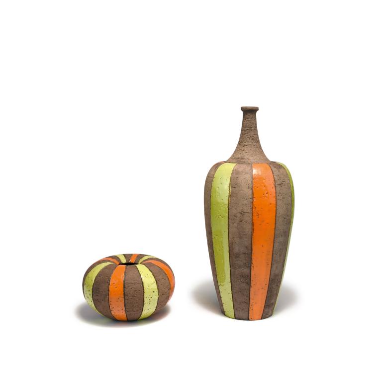Hauptbild zu Objekt, 'Moorish Stripes' vase and vase with lid, c1958, Aldo Londi, Bitossi, Montelupo, 131A 18