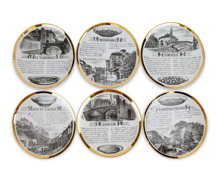 Bild 1 zu Objekt, 12 plates, 'Specialit&agrave; Milanesi', 1960/70s, Piero Fornasetti, Fornasetti, Mailand, 131A 200