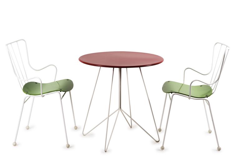 Hauptbild zu Objekt, Two 'Antelope' armchairs and a 'Sonett' table, 1951, Ernest Race, Race Ltd., London; Sonett, Wien, 131B 365