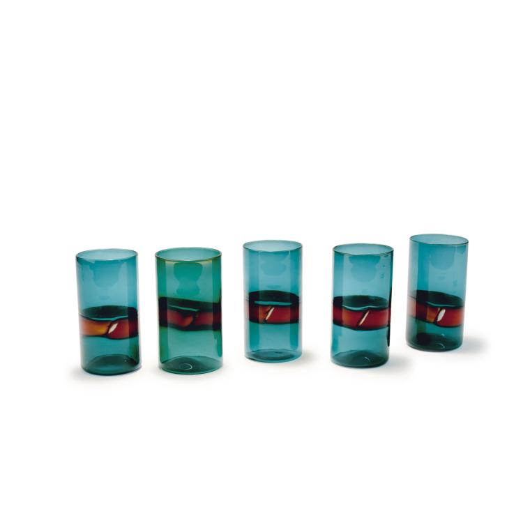 Hauptbild zu Objekt, Five 'A fasce' tumblers, 1958-60, Fulvio Bianconi, Venini & C., Murano, 131C 639