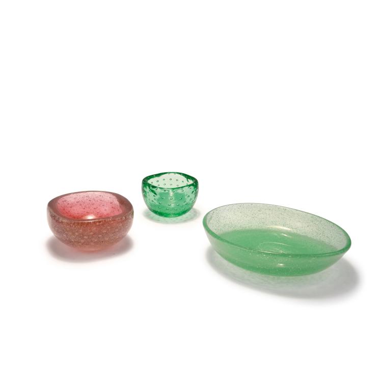 Hauptbild zu Objekt, Three 'A bollicine' and 'A bolle' bowl, 1932-36, Carlo Scarpa, Venini & C., Murano, 131C 594