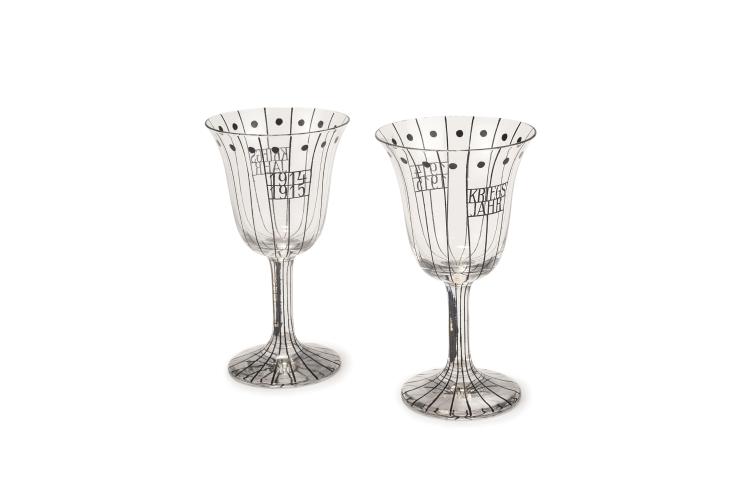 Hauptbild zu Objekt, Paar Kelche 'Kriegsjahr 1914-1915', Josef Hoffmann, Hoffmann, Josef, 132B 471