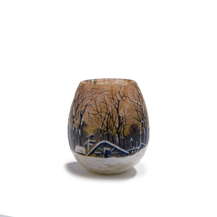 Hauptbild zu Objekt, Vase 'Cr&eacute;puscule neige' oder 'Paysage en hiver', um 1906, Daum Fr&egrave;res, Nancy, 132B 231