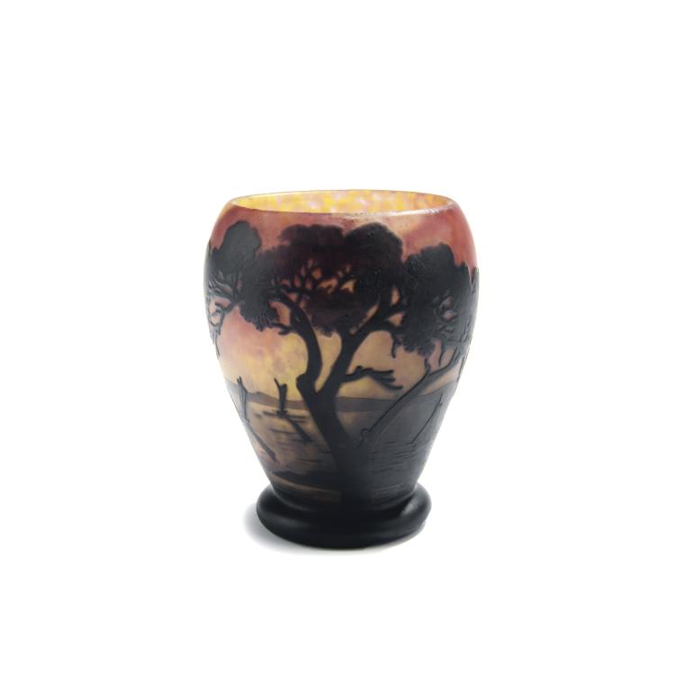 Hauptbild zu Objekt, Vase 'Voiliers, soleil couchant', um 1910, Daum Fr&egrave;res, Nancy, 132B 256