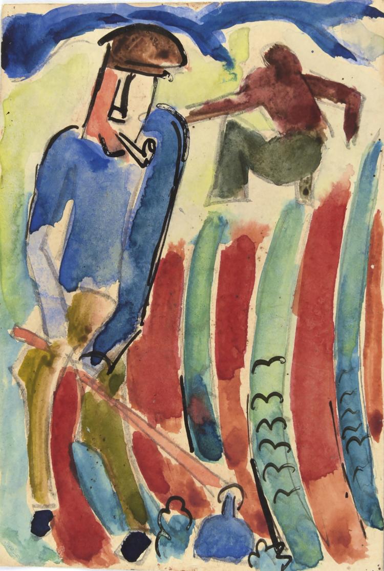 Hauptbild zu Objekt, 'Gardener' artist's postcard, 1922, Karl Schmidt-Rottluff, 132A 38
