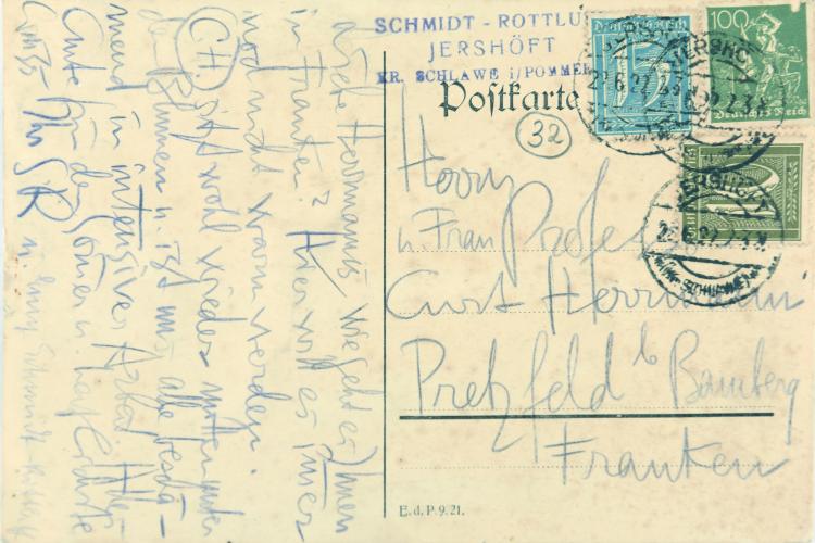 Bild 1 zu Objekt, 'Gardener' artist's postcard, 1922, Karl Schmidt-Rottluff, 132A 38