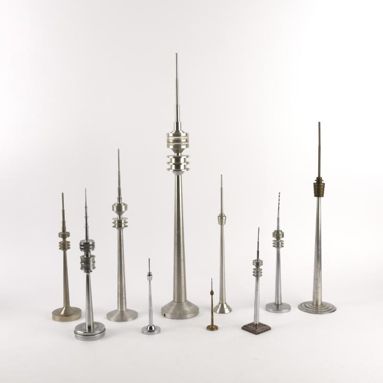 Hauptbild zu Objekt, Ten TV tower models, e.g. Stuttgart, Munich and Hamburg, 1970-2000s, Deutschland, 133A 151