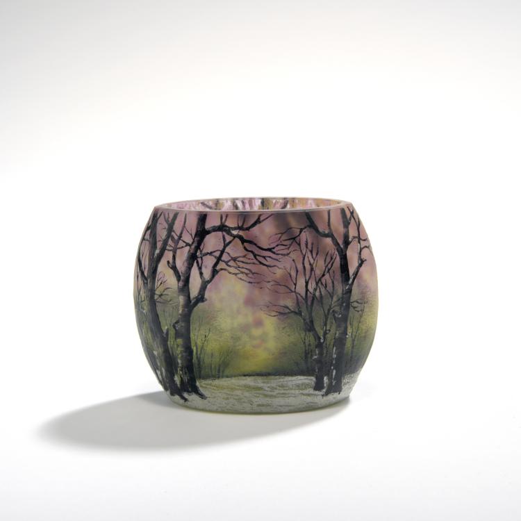 Bild 1 zu Objekt, 'Cr&eacute;puscule neige' or 'Arbres en hiver' vase, c1905, Daum Fr&egrave;res, Nancy, 132B 233