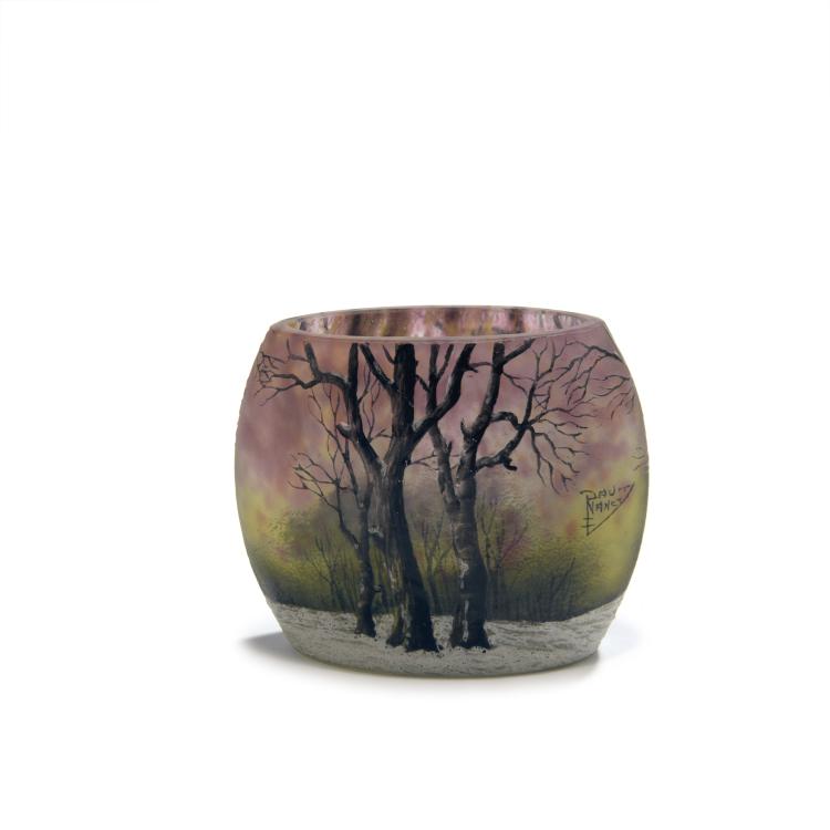 Hauptbild zu Objekt, Vase 'Cr&eacute;puscule neige' oder 'Arbres en hiver', um 1906, Daum Fr&egrave;res, Nancy, 132B 234
