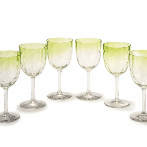 Six 'Meteor' wine glasses, c1900