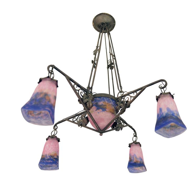 Hauptbild zu Objekt, Ceiling light, c1920, Muller Fr&egrave;res, Lun&eacute;ville, 132B 432