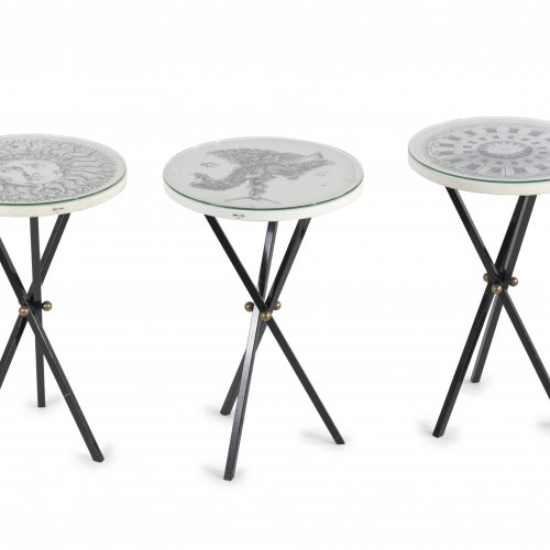 Three small side tables 'Re sole', 'Giano Bifronte' and 'Architettura', 1950s