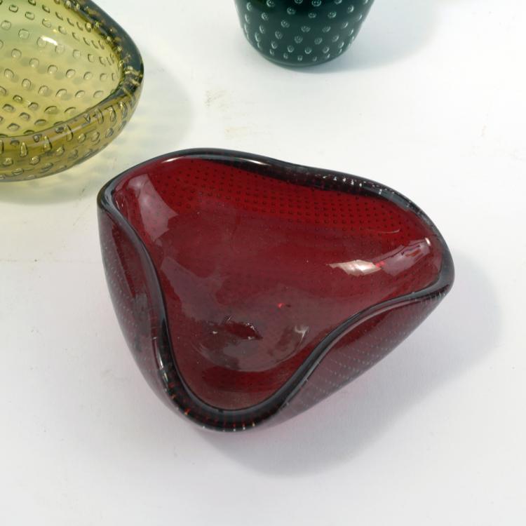 Bild 2 zu Objekt, Fazzoletto, drei Vasen und f&uuml;nf Schalen 'A bolle', 1950er Jahre, Venini & C., Murano, 134C 577