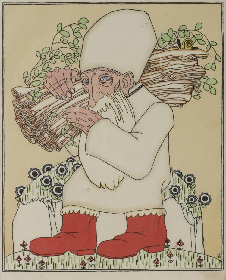 Hauptbild zu Objekt, Zwerg, &Auml;ste schleppend, aus 'Sneewittchen', 1912, Bertold L&ouml;ffler, 132B 939