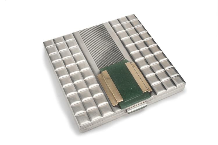 Hauptbild zu Objekt, Puderdose mit Amazonit, um 1940, Frankreich, 132B 1042