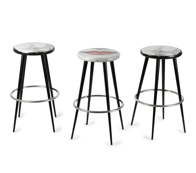 Hauptbild zu Objekt, Drei Barhocker 'Bocca' und 'Tergonomico', 2006, Barnaba Fornasetti, Fornasetti, Mailand, 133B 606