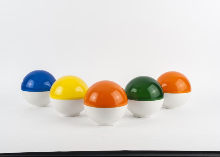 Hauptbild zu Objekt, F&uuml;nf Partyleuchten, 1972, Hans Gugelot, Varta, Ellwangen, 133A 146