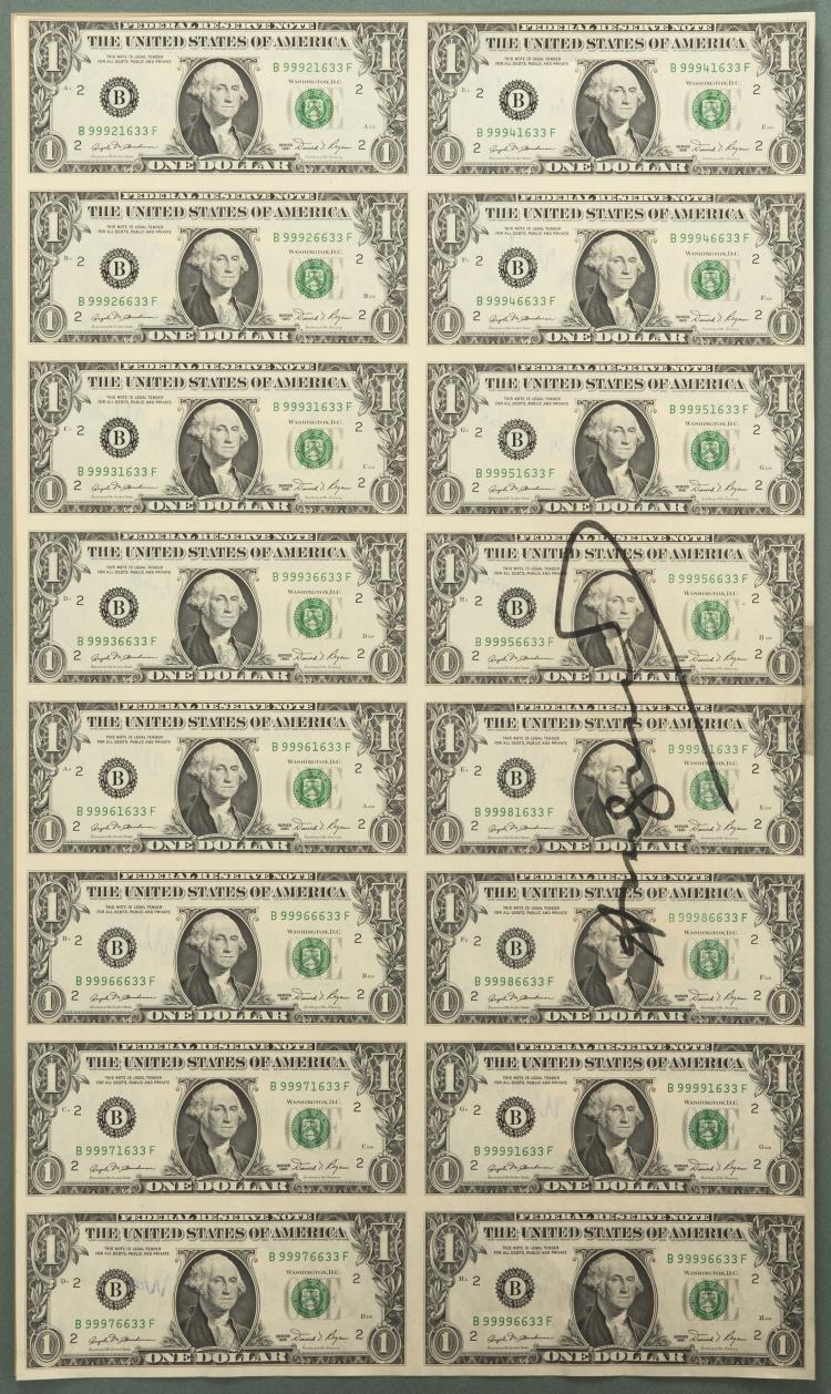 Hauptbild zu Objekt, '16 One Dollar Notes (ungeschnitten)', 1981, Andy Warhol, 132A 143