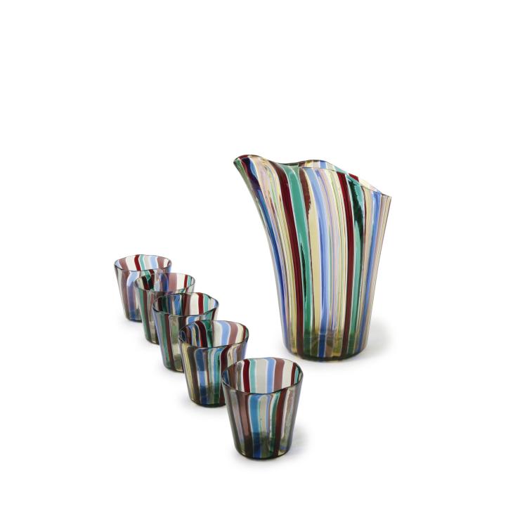 Hauptbild zu Objekt, 'A canne' jug with five tumblers, 1946/47, Gio Ponti, Venini & C., Murano, 134C 568