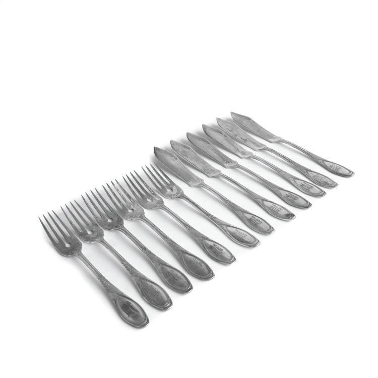 Hauptbild zu Objekt, Fish cutlery, 1903/04, Wilkens & S&ouml;hne, Bremen, 132B 1028