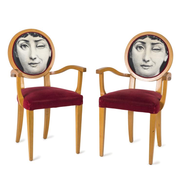 Hauptbild zu Objekt, Zwei Armlehnst&uuml;hle 'Tema e Variazioni', 1990er Jahre, Piero Fornasetti, Galli, G., Italien; Fornasetti, Mailand, 133B 599
