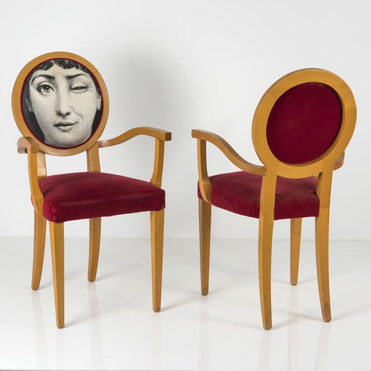 Bild 2 zu Objekt, Zwei Armlehnst&uuml;hle 'Tema e Variazioni', 1990er Jahre, Piero Fornasetti, Galli, G., Italien; Fornasetti, Mailand, 133B 599